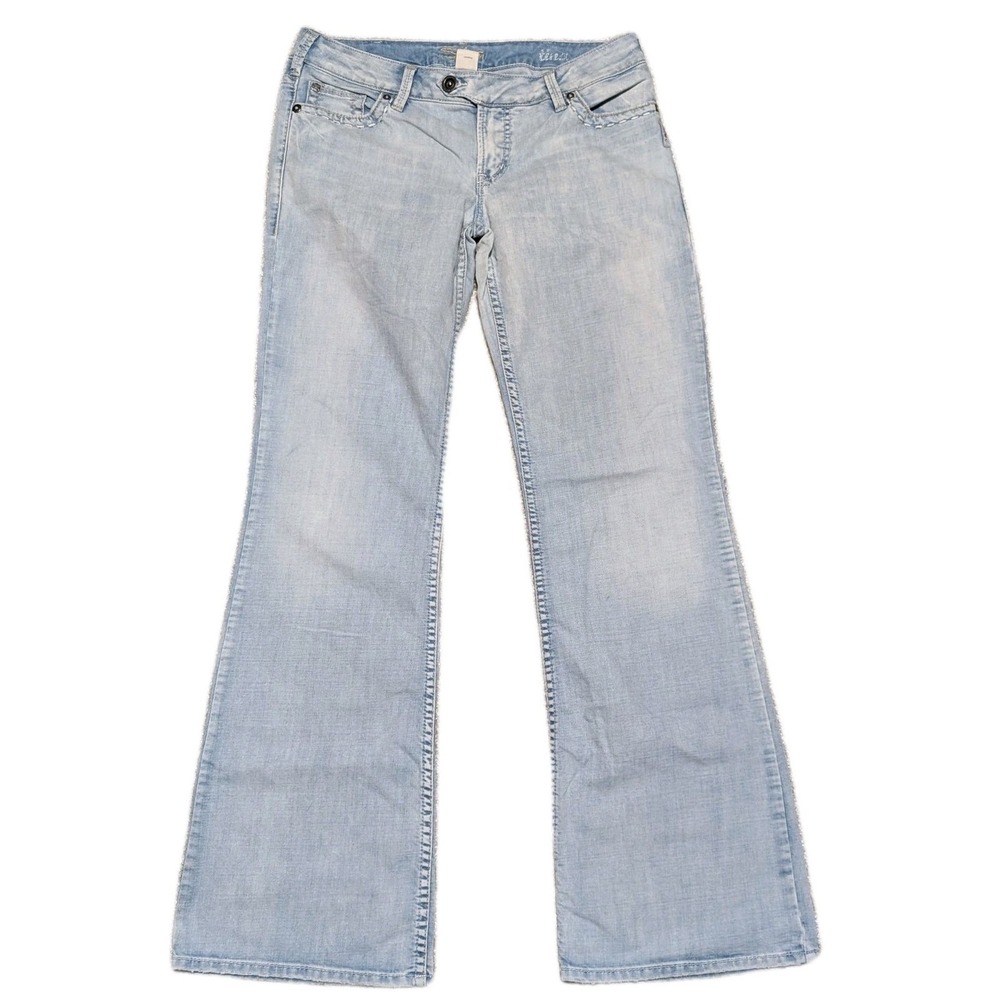 Silver Jeans Womens 31x33 Blue Bootcut Light Wash Baggy Y2K Low Rise Embroidered